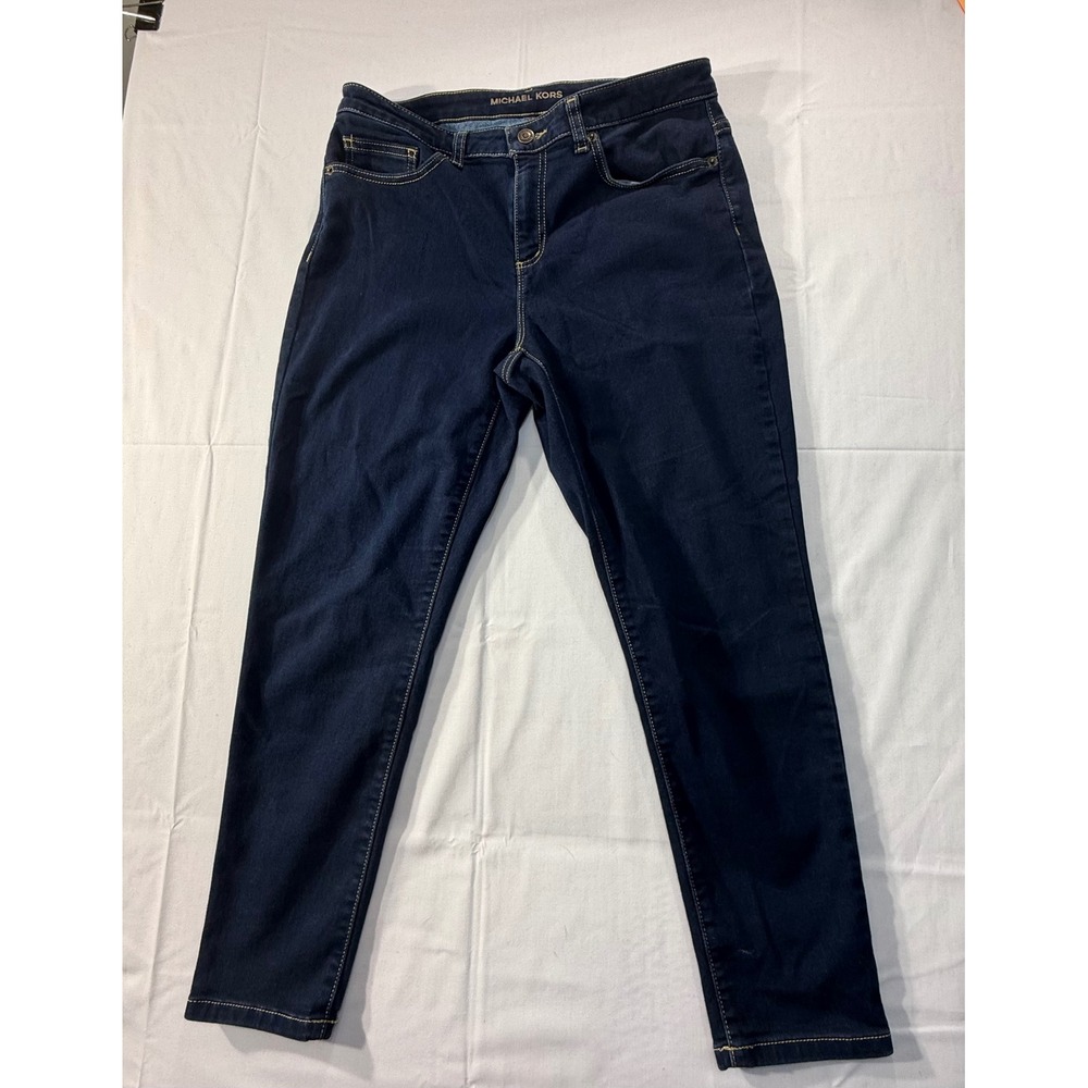 Michael Kors Izzy Cropped Skinny Jeans Dark Wash Indigo Size 10